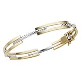 14kt Two-Tone Gold , 7" Diamond Cut Fashion Bangle Bracelet