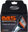 5 blades with trimmer, 4 cartridges, replacement set by Personna Magnum 5