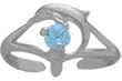 10K White Gold Genuine White Topaz Dolphin Toe Ring