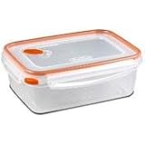 8.3 Cup Rectangle Clear Base and Lid with Tangerine Accents 9 1 8L by 