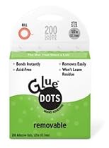 Glue Dots Glue Dots 1/2 Inch Removable Dots, 200 Clear Dots/Roll