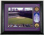 Coors Field Authenticated Infield Dirt Photomint with Gold Overlay Coin