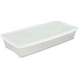 Sterilite 19608006 41 Quart/39 Liter Underbed Storage Box, Clear with White Lid, 6-Pack