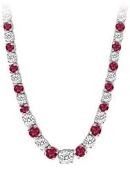 14K White Gold Ruby Diamond Eternity Necklace 17.00 CT TGW