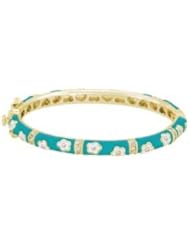 14K Yellow Gold Fill Turquoise Enamel CZ Flowers Bangle Bracelet for Little Girls & Babies