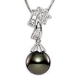 18k, Diamond Tahitian Cultured Pearl Pendant with Chain
