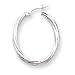 14k White Gold 3mm Twisted Oval Hoop Earrings