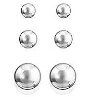 Sterling Silver Assorted Bauble Bead Stud Trio Earrings Set