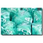 Polyhedral 7-Die Cirrus Dice Set - Aqua with Silver