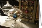 Antique Store Christmas Ornament Display, Christmas Birthday Card