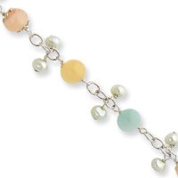 Sterling Silver Chalcedony Jade FW Cultured Pearl Bracelet - QH2200-8.5 by Abacus