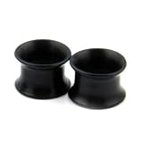 Pair of Flexible Double Flare Flesh Tunnel Silicon Plugs - BLACK - 0g (8mm)