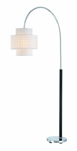 Lite Source LS-80291 Olina Arch Lamp, Leather Pole with White Grid Pattern Shade
