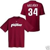 Philadelphia Phillies Roy Halladay Maroon Jersey T-ShirtMedium