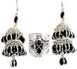 Earrings and Ring Set Silver Garnet Gemstone Jewelry