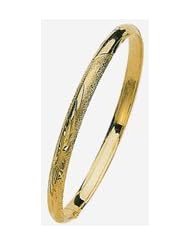 5mm Lazer Hollow Gold Bangle Bracelet