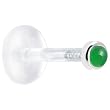 16 Gauge 5/16" Solid 14KT White Gold 2mm Genuine Jade Bioplast Push in Monroe