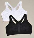 IMAGE OF Fruit Of The Loom 2 Pack of Front Close Racerback Sports Bras (90055) 38/Black/White
