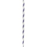 Aardvark 61520016 Paper Drinking Straw, 7/32" Diameter x 7-3/4" Length, Purple Stripe (8 Boxes of 600)