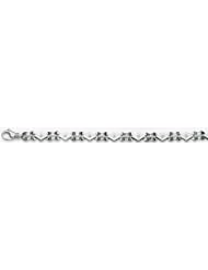 8mm 14k Fancy White Gold Link Bracelet 8"