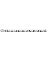 8mm 14k Fancy White Gold Link Bracelet 7"