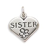 SISTER in Heart Charm