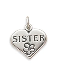 Sterling Silver "SISTER" in Heart Charm