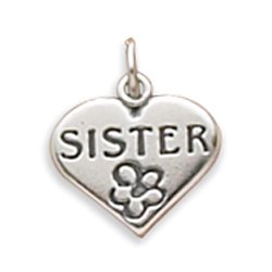 Buy Sterling Silver Charm .625 inch tall SISTER in Heart by Silver Messages--Free US Shipping