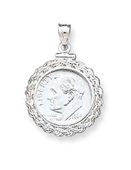 Sterling Silver 18 x 1.2mm $0.10 Rope Coin Bezel Pendant QBR7"