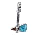 South Western Native American Turquoise Coral Tomahawk Charm Sterling Silver Pendant