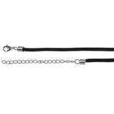 Black Velvet Cord Necklace Silver Tone Clasp 3mm / 16-19.5 Inches