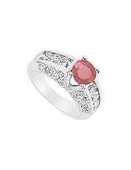 Ruby and Diamond Ring 14K White Gold - 2.75 CT TGW