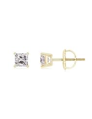 1 ct Solitaire Diamond Stud Earrings in Yellow Gold