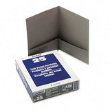 Oxford 53405 Linen Twin Pocket Portfolios, Gray, 25 Per Box