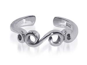Swirl Design Toering Sterling Silver Open End Toe Ring