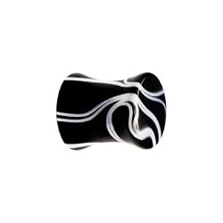 0 Gauge Black Acrylic Marble Saddle Plug