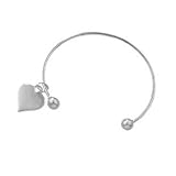 Ladies Sterling Silver Torque Bangle With Heart