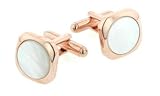 Unusual rose gold plated soft square cufflinks with mother of pearl. Made in the U.S.A