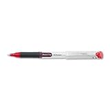 Pentel EnerGel Liquid Gel Pen, Medium Metal Tip, Silver Barrel, Red Ink, Box of 12 (BL17-B)