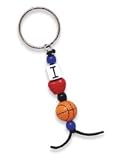 I Love Basketball Beaded Key Chain