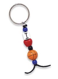 I Love Basketball Beaded Key Chain