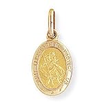 9ct Gold Oval St Christopher Pendant on 16-18 inch Chain