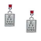 Silver Eye Chart Red Swarovski Post Charm Earrings [Jewelry]