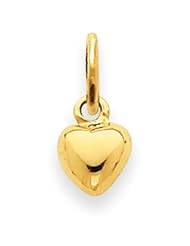 14k Gold Solid Polished 3-Dimensional Small Heart Charm