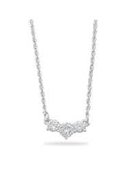 Three Stone Cubic Zirconia Pendant Rope Necklace Sterling Silver