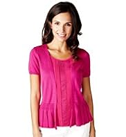 Per Una Lace Peplum Mock Layer Knitted Top