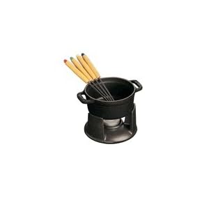Staub .25 Quart Chocolate Fondue Set, Black by Staub