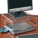 Compucessory Laptop Workstation with External Monitor Stand Capacity 30kg Acrylic Clear Ref 76113