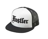 Hustler Apparel WHITE TRASH MILLIONAIRE Trucker Cap in Black and White