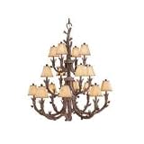 Aspen - 16 Light UpLight Rustic Chandelier Lighting Fixture - Pine Tree - B2697